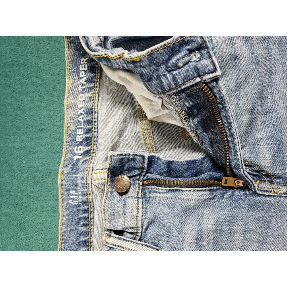 Gap Jeans Size 16 Youth Boys Teen Blue Stretch Denim Pant Mid Rise Relaxed Taper